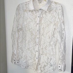 Ariat White Lace Overlay Blouse